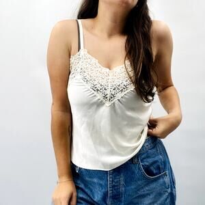 Vintage Wacoal M Ivory Satin Lace Cami